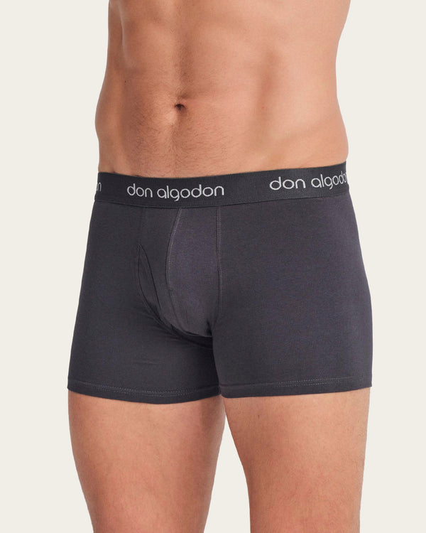 Calzoncillo Bóxer Básico - Algodón - Gris Oscuro/Verde