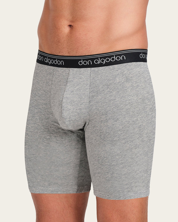 Calzoncillo Bóxer Vintage - Algodón - Negro/Gris