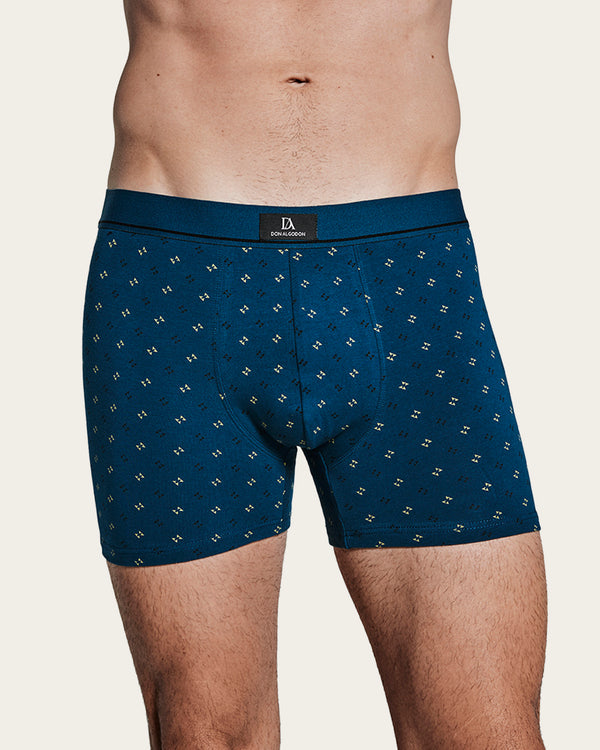 Calzoncillo Bóxer Estampado Geométrico Pajarita - Algodón - Marino/Verde