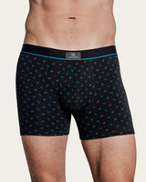Calzoncillo Bóxer Estampado Geométrico Pajarita - Algodón - Verde/Negro