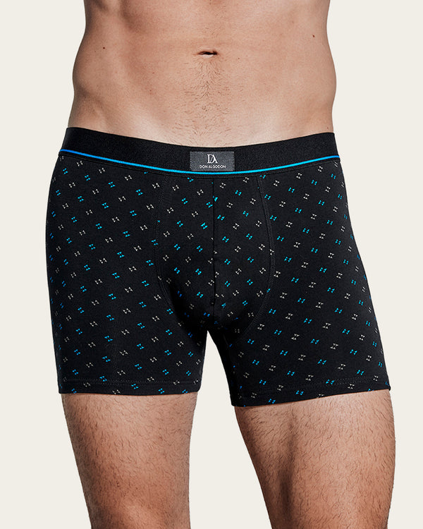 Calzoncillo Bóxer Estampado Geométrico Pajarita - Algodón - Verde/Negro