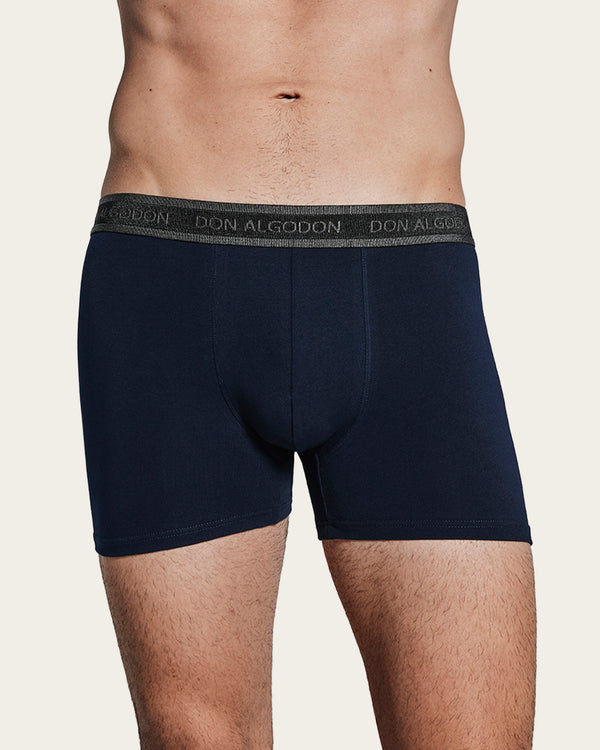 Calzoncillo Bóxer Estampado Geométrico Media Luna - Algodón - Marino/Negro