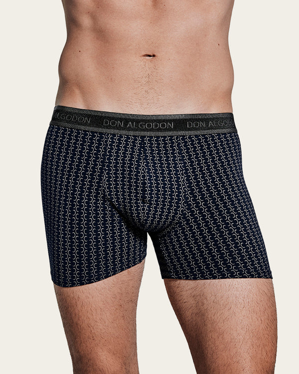 Calzoncillo Bóxer Estampado Geométrico Media Luna - Algodón - Verde/Marino