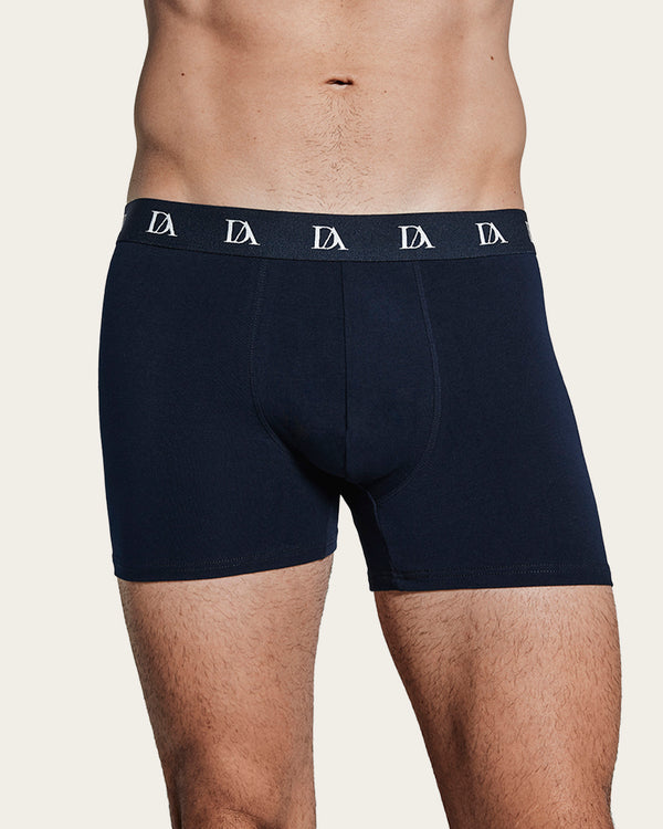 Calzoncillo Bóxer Estampado Geométrico Boomerang - Algodón - Marino/Negro