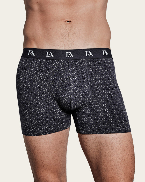 Calzoncillo Bóxer Estampado Geométrico Boomerang - Algodón - Negro/Verde