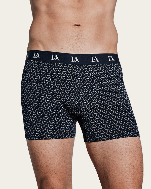 Calzoncillo Bóxer Estampado Geométrico Boomerang - Algodón - Verde/Marino