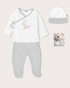 Set de Regalo Bebé Sonajero Oso - Gris
