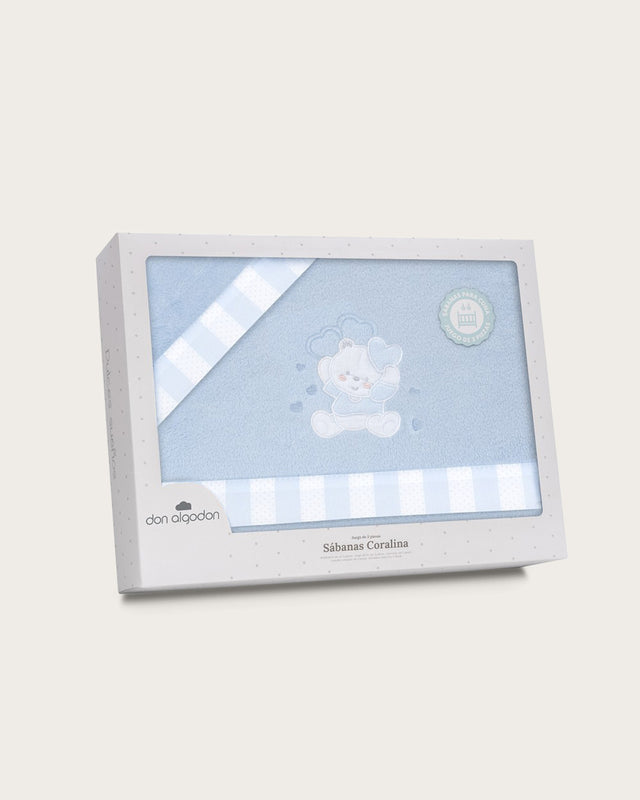 Juego de Sábanas para Bebé Oso- Azul