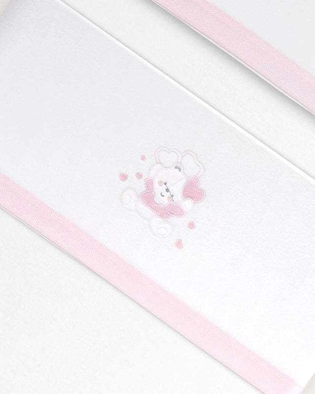 Juego de Sábanas para Bebé Oso- Blanco y Rosa