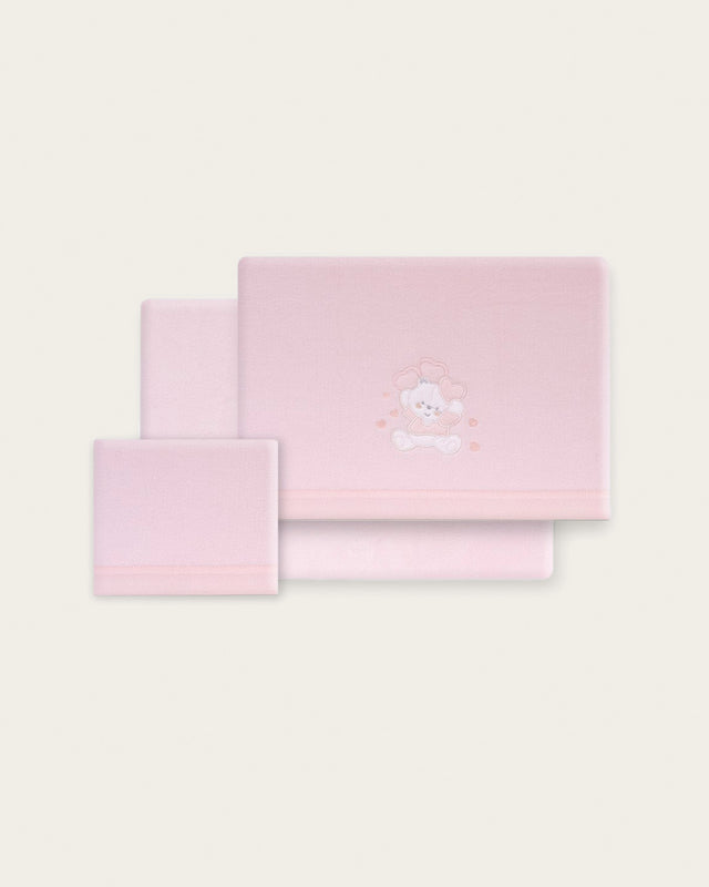 Juego de Sábanas para Bebé Oso- Rosa