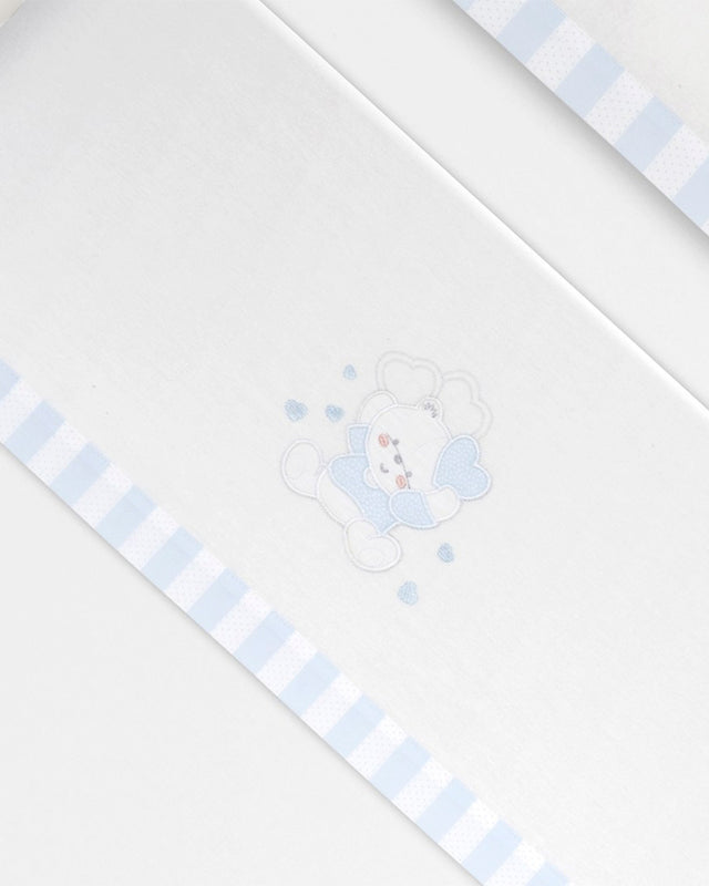 Juego de Sábanas Franela Oso - Blanco/Azul