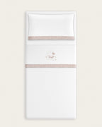 Juego de Sábanas Franela Oso - Blanco/Beige