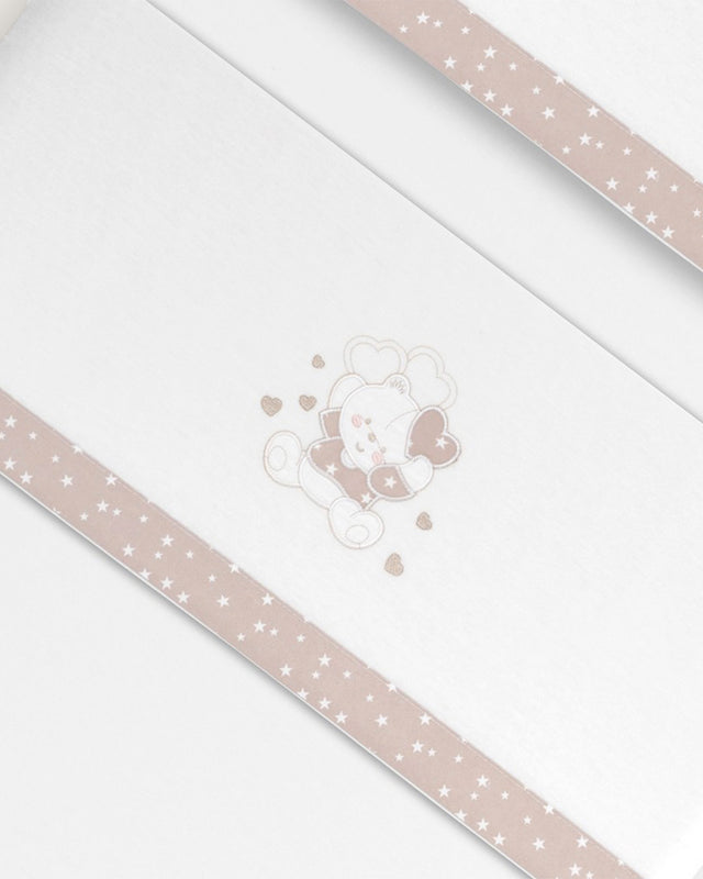 Juego de Sábanas Franela Oso - Blanco/Beige