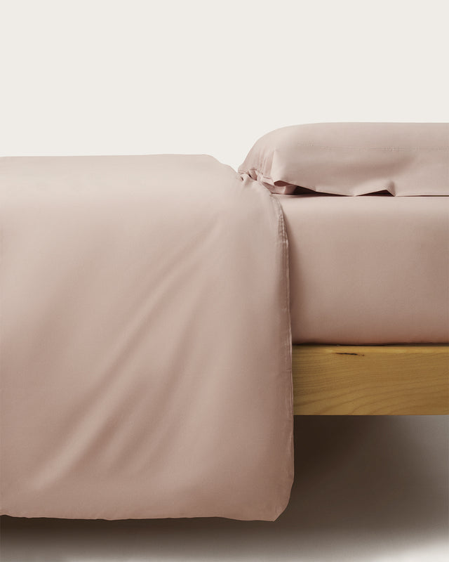Housse de couette Percale - Coton 180 fils - Rose poudré